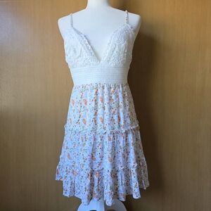 Justify Boho Floral Lace Dress Open Back Tie Size L Juniors Cottagecore Sundress